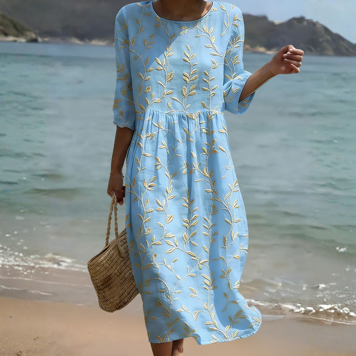 Floréline™ | Effortless Golden Floral Dress