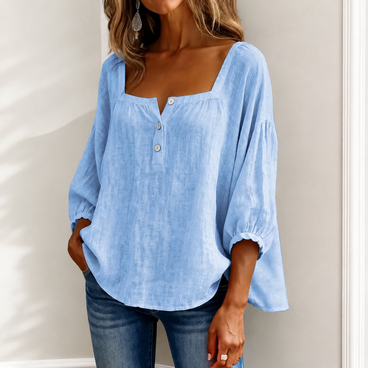 Eveloria™ | Graceful Square-Neck Blouse