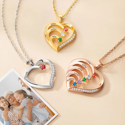 Serelune™ | Family Heart Birthstone Necklace