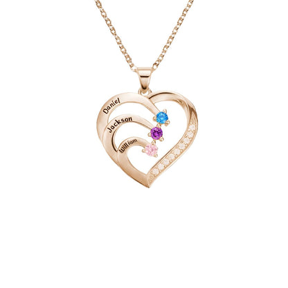 Serelune™ | Family Heart Birthstone Necklace