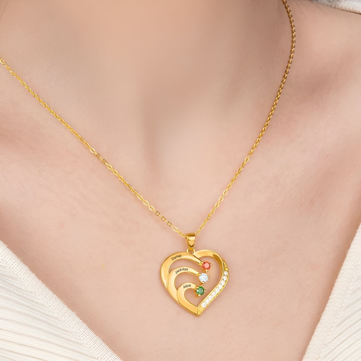 Serelune™ | Family Heart Birthstone Necklace