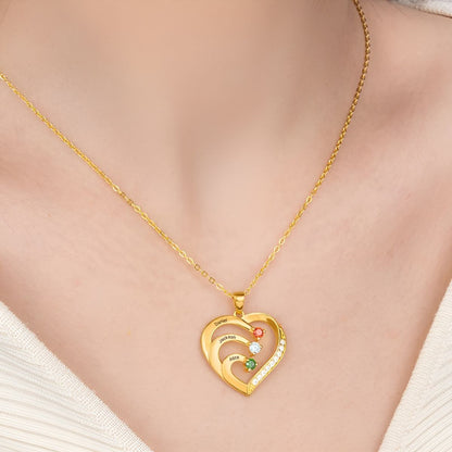 Serelune™ | Family Heart Birthstone Necklace