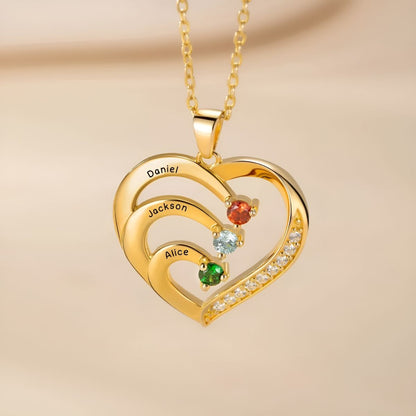 Serelune™ | Family Heart Birthstone Necklace