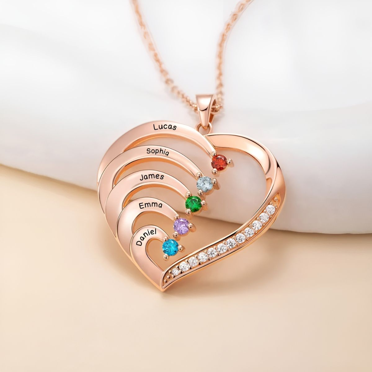 Serelune™ | Family Heart Birthstone Necklace