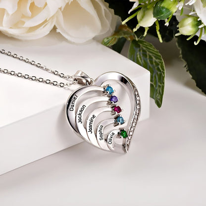 Serelune™ | Family Heart Birthstone Necklace