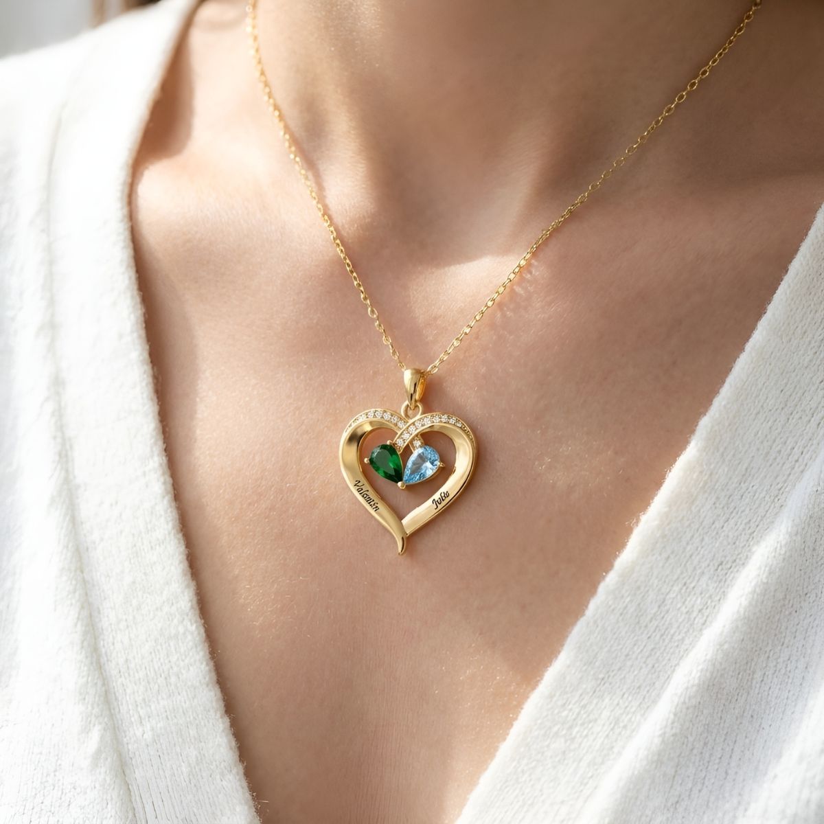 Amoree™ | Custom Birthstone Heart Necklace