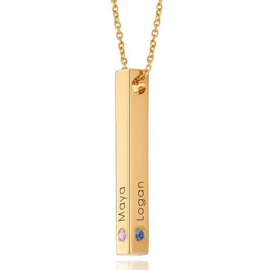 Aurelia™ | Engraved Birthstone Totem Bar Necklace