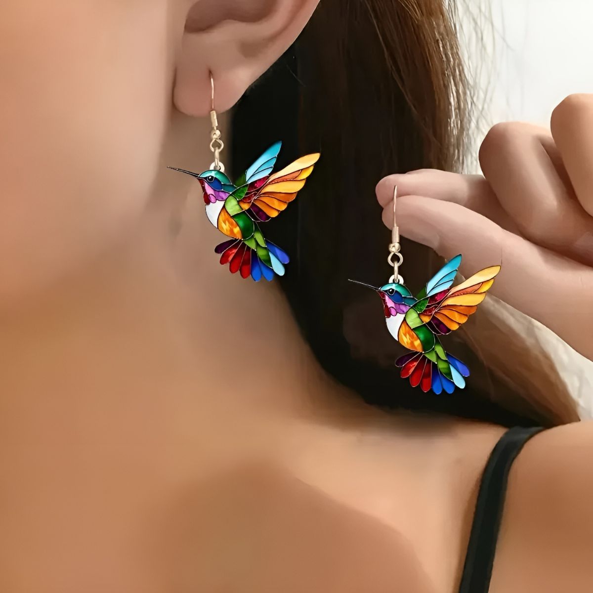 Celunara™ | Rainbow Hummingbird Earrings