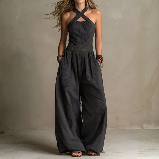 Avéline™ | Elegant Cross-Neck Jumpsuit