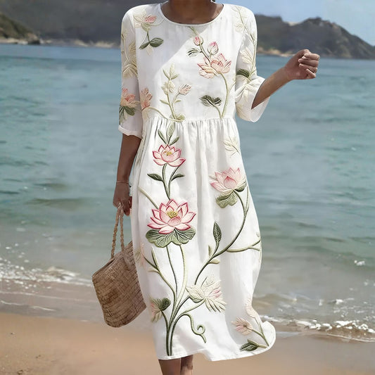 Floréline™ | Effortless Lotus Floral Dress