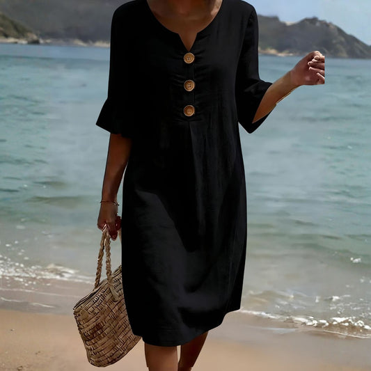 Floréline™ | Effortless Black Floral Dress