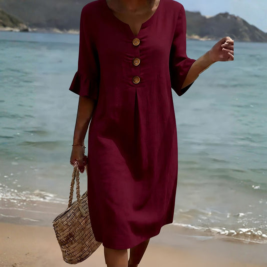Floréline™ | Effortless Red Floral Dress