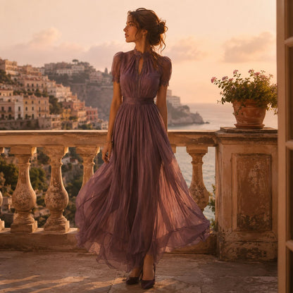 Maravelle™ | Vintage Lace Chiffon Maxi Dress