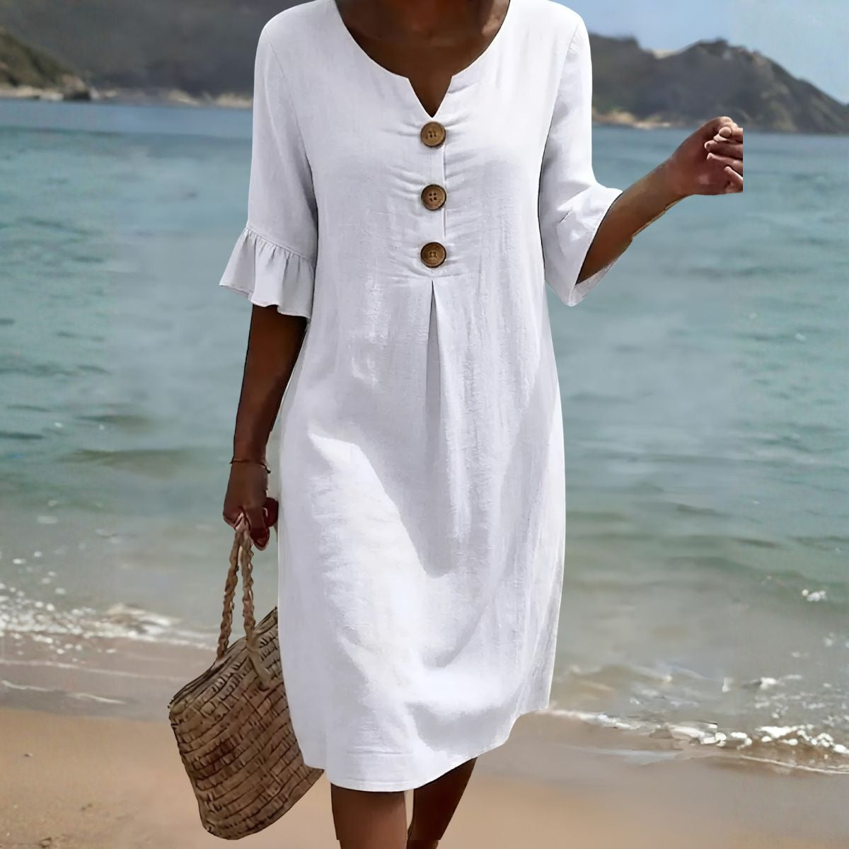 Floréline™ | Effortless White Floral Dress