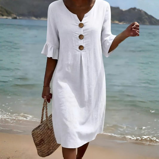Floréline™ | Effortless White Floral Dress