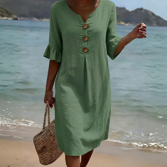 Floréline™ | Effortless Green Floral Dress