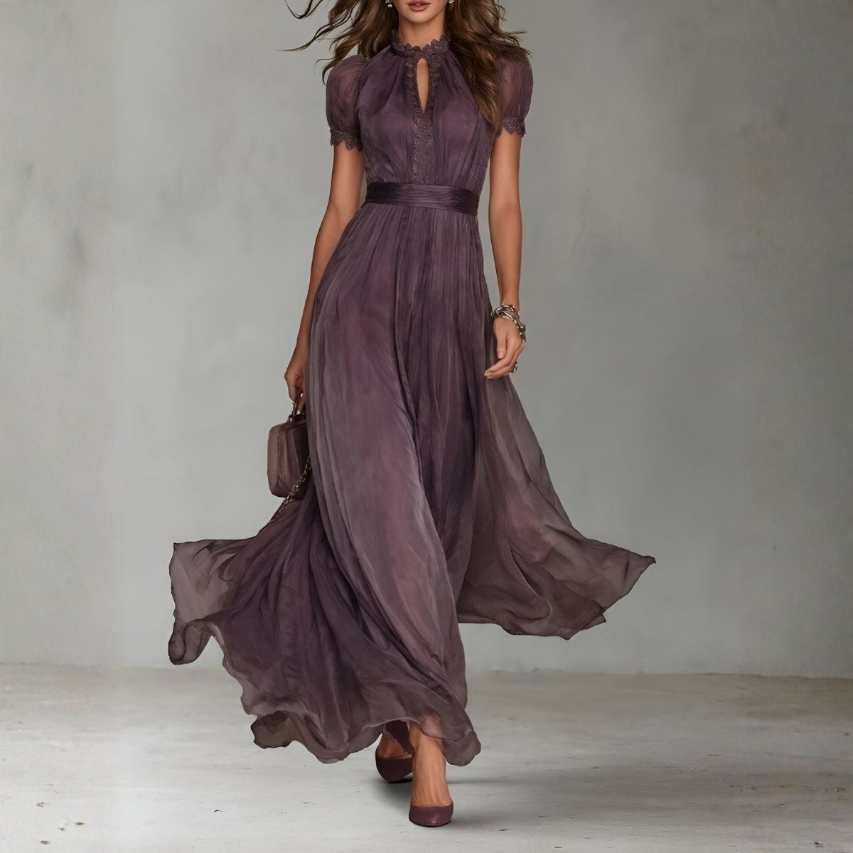 Maravelle™ | Vintage Lace Chiffon Maxi Dress
