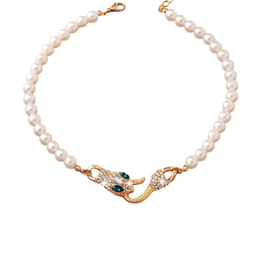 Seraphelle™ | Golden Serpent Pearl Necklace