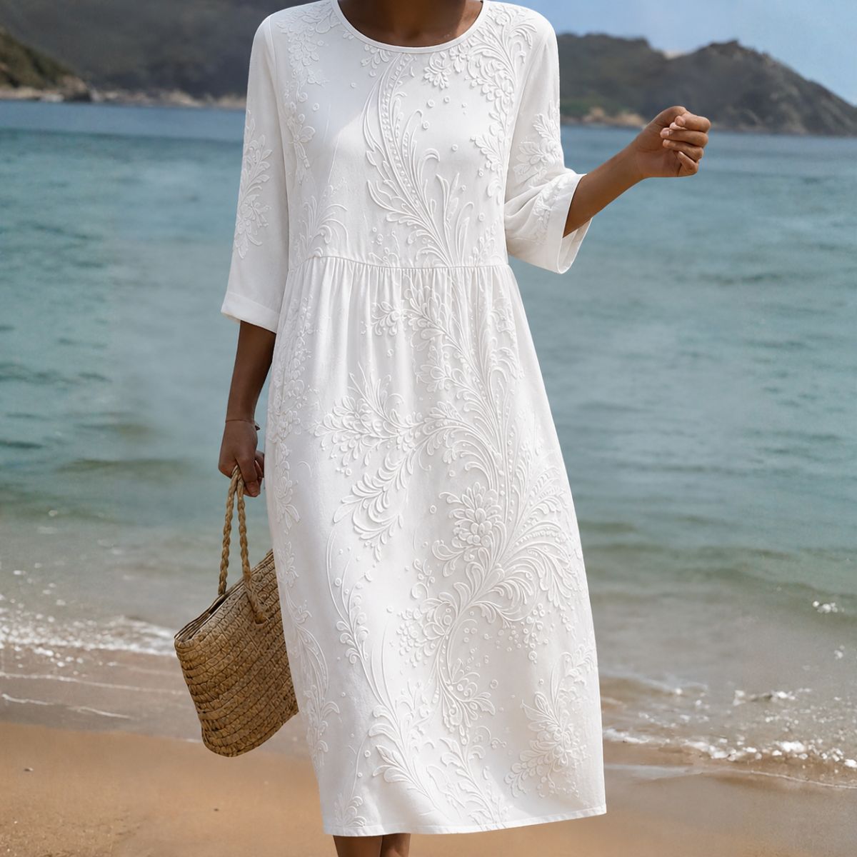 Floréline™ | Effortless White Floral Dress