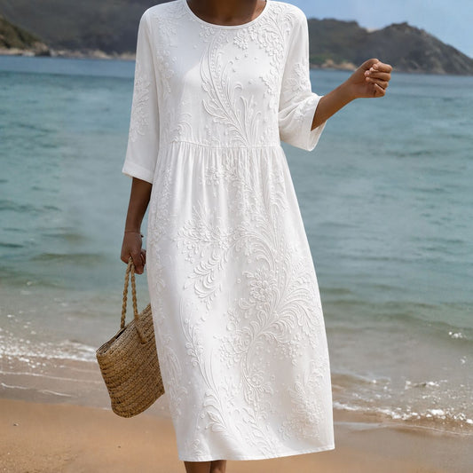 Floréline™ | Effortless White Floral Dress