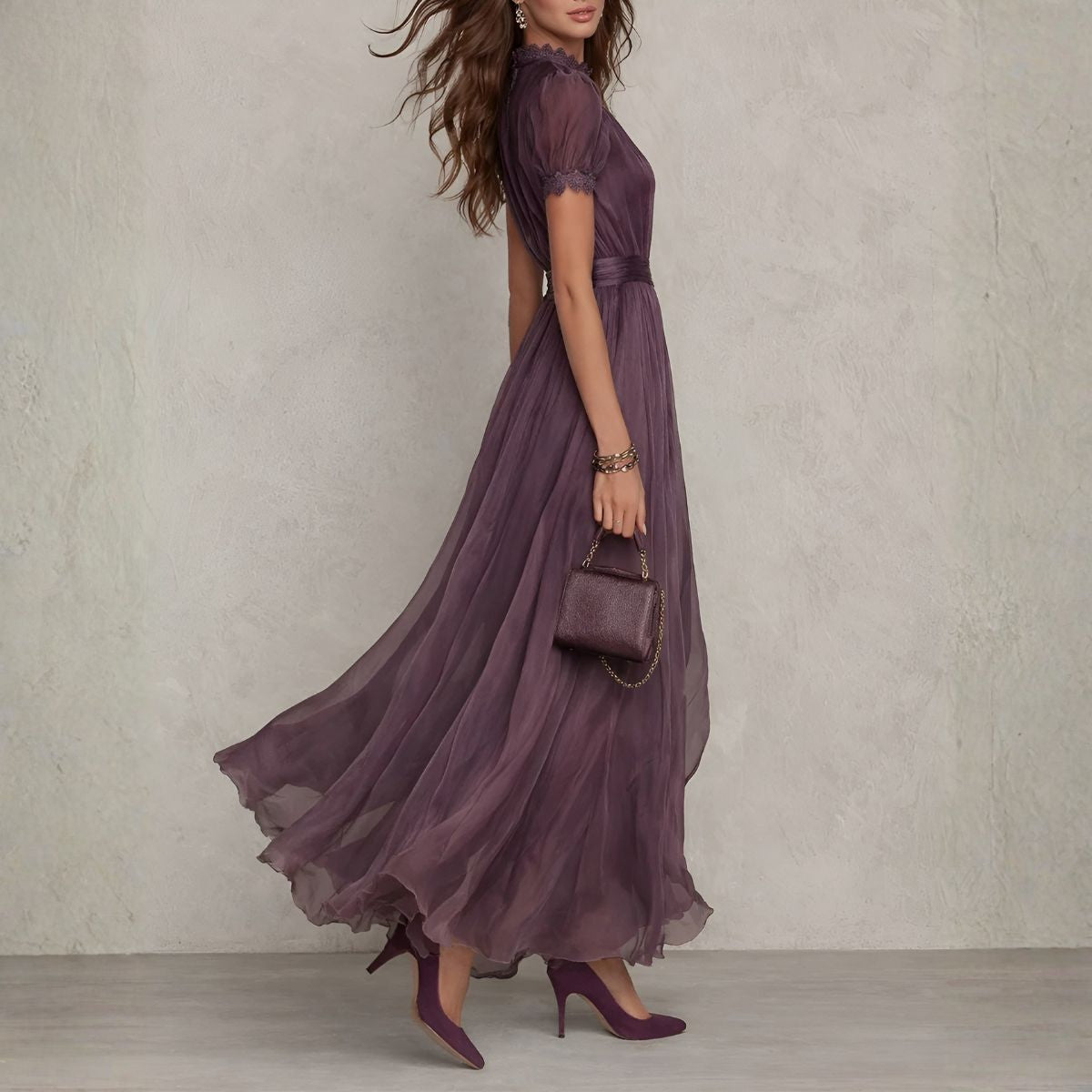 Maravelle™ | Vintage Lace Chiffon Maxi Dress
