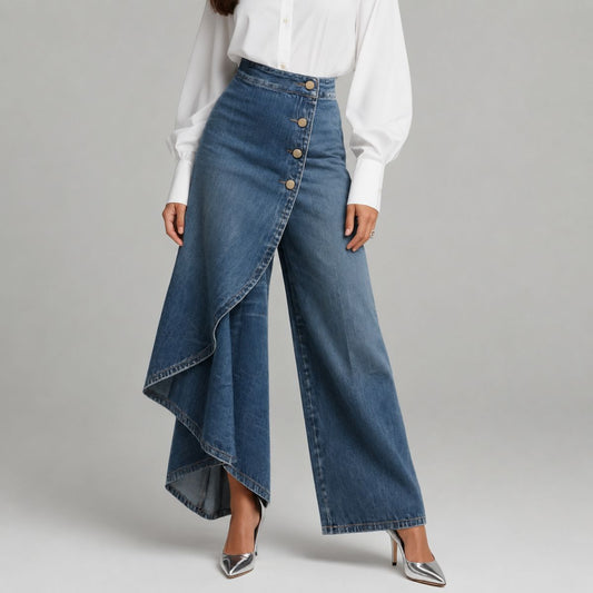 Madeline™ | Cross-Waist Wide Leg Denim