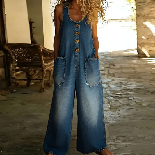 Marlowe™ | Washed Denim Overall Jumpsuit