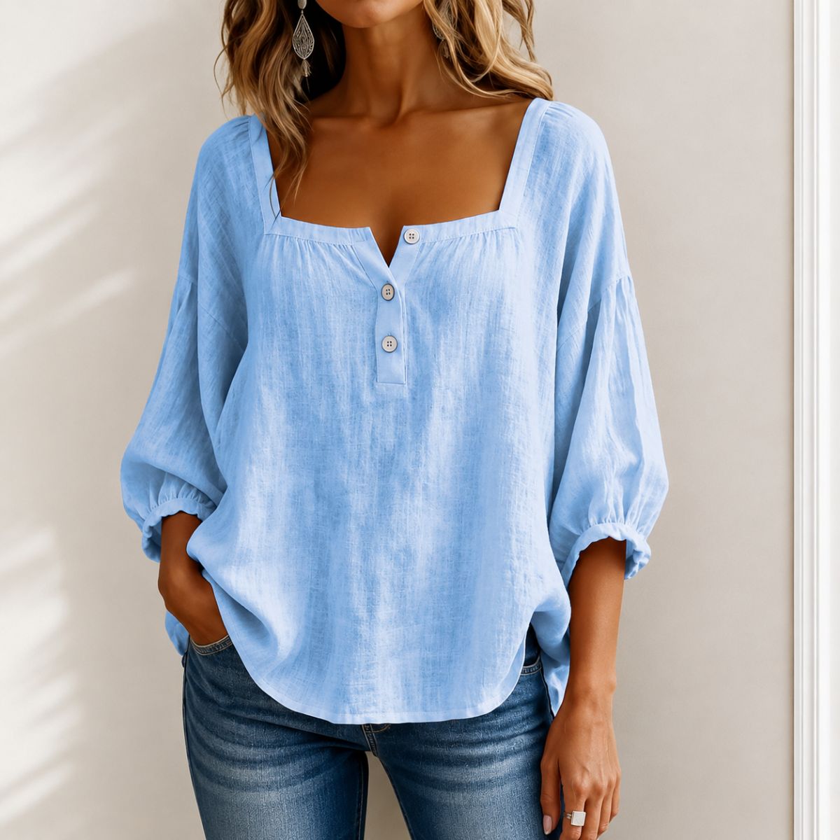 Eveloria™ | Graceful Square-Neck Blouse