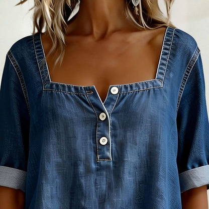 Camberly™ | Square Neck Denim Top