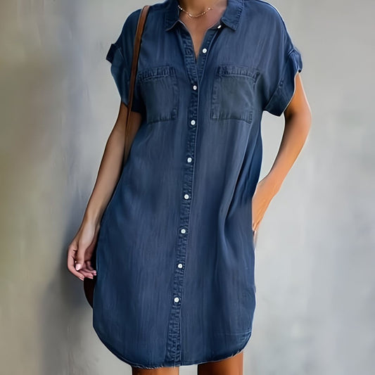 Clarette™ | Effortless Denim Shirt Dress