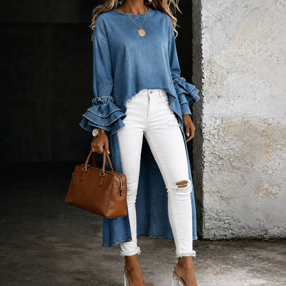 Evanthe™ | Ruffle Denim Shirt