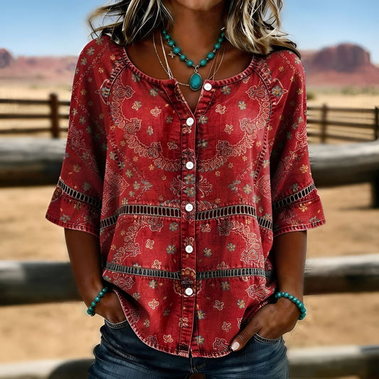 Evelyn™ | Ethnic Print Blouse
