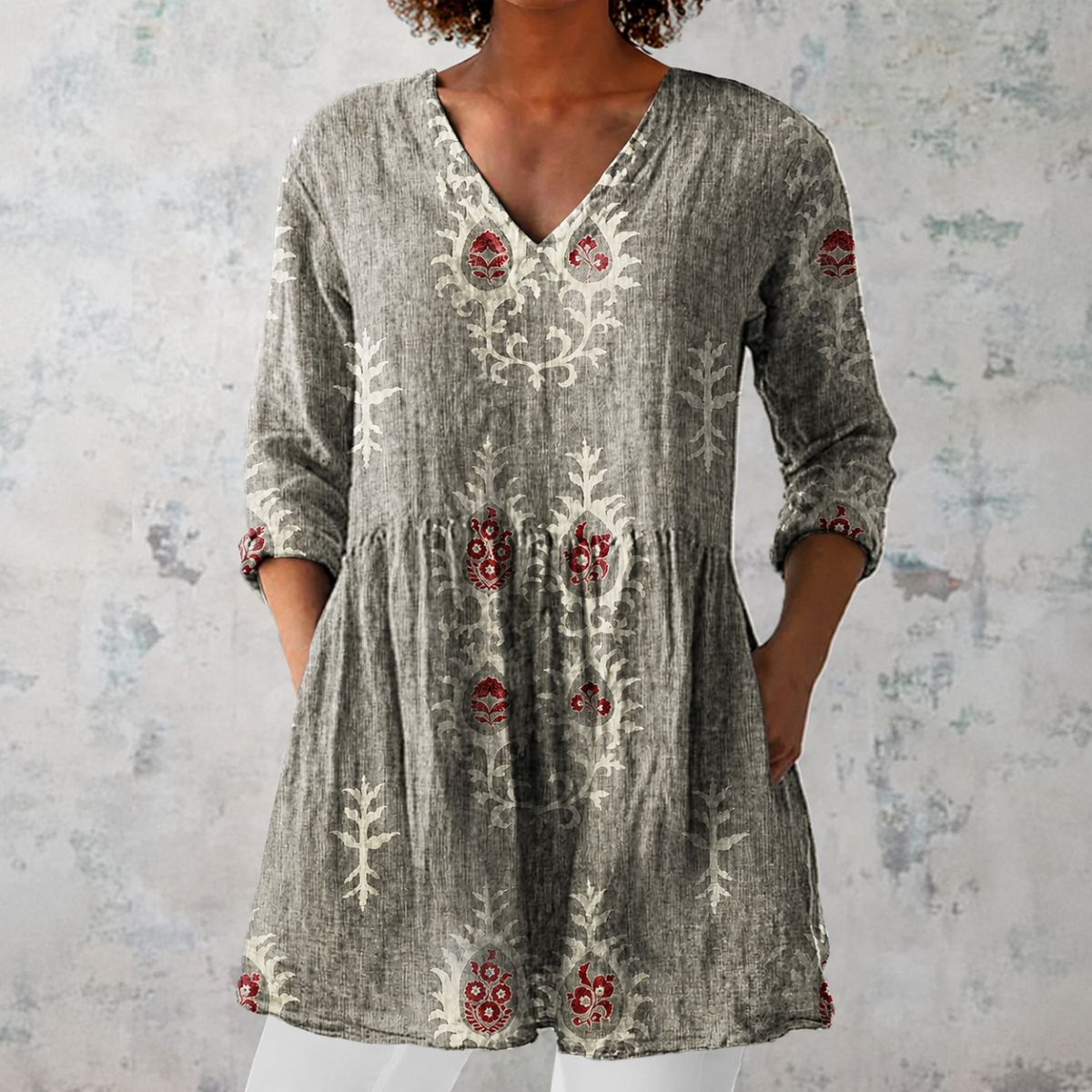 Savara™ | Grey Longline Blouse