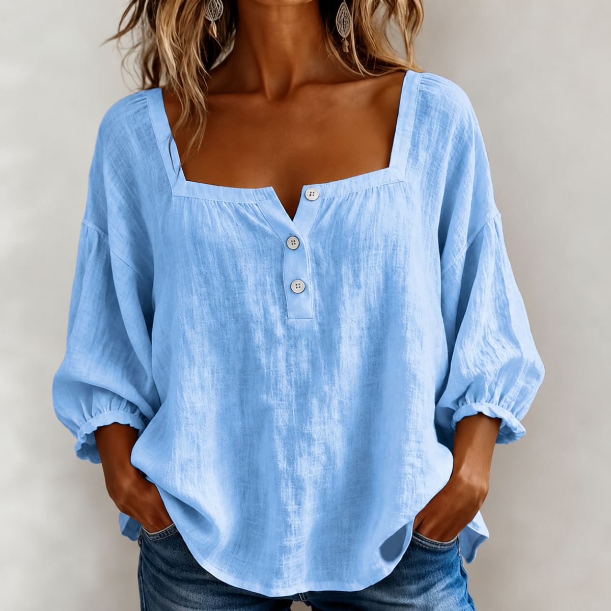 Eveloria™ | Graceful Square-Neck Blouse