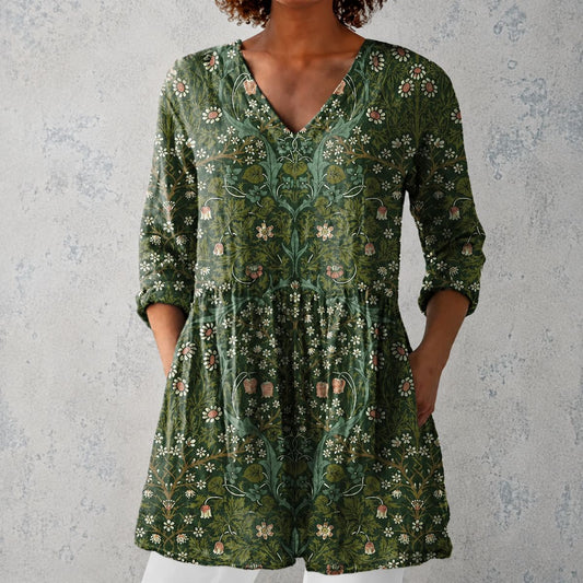 Savara™ | Green Garden Longline Blouse