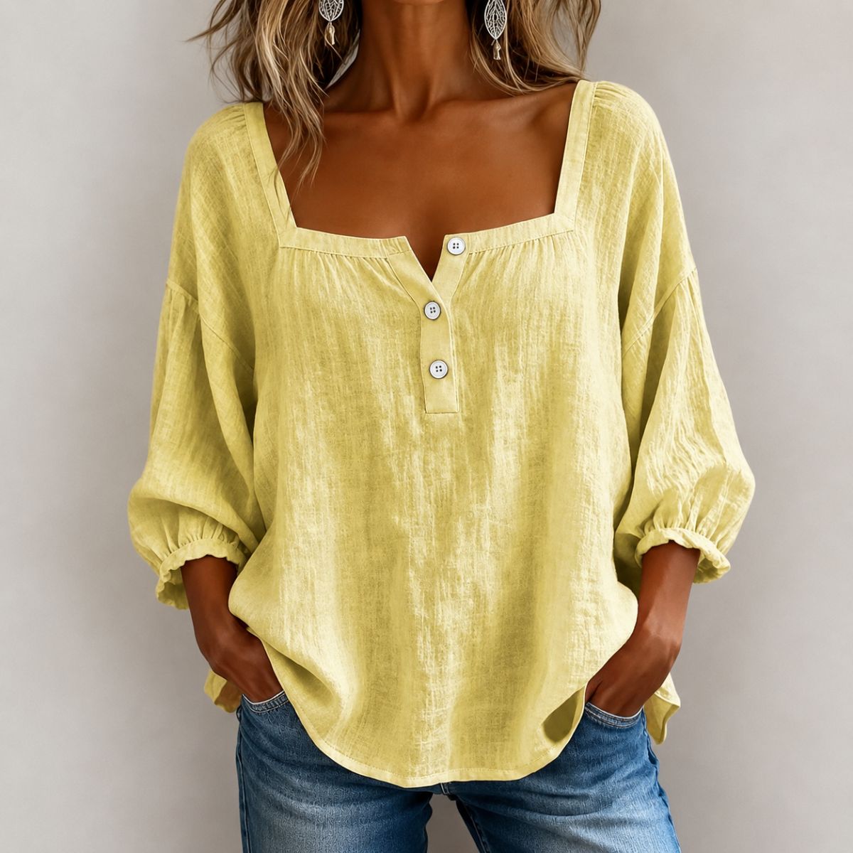 Eveloria™ | Graceful Square-Neck Blouse