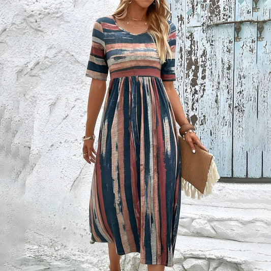 Mariselle™ | Striped Midi Dress